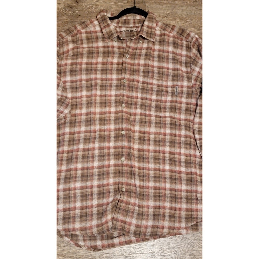 Lot Of 2 Wolverine Men's Button Down Flannel Shirt Long Sleeve Beige  &‎ Black